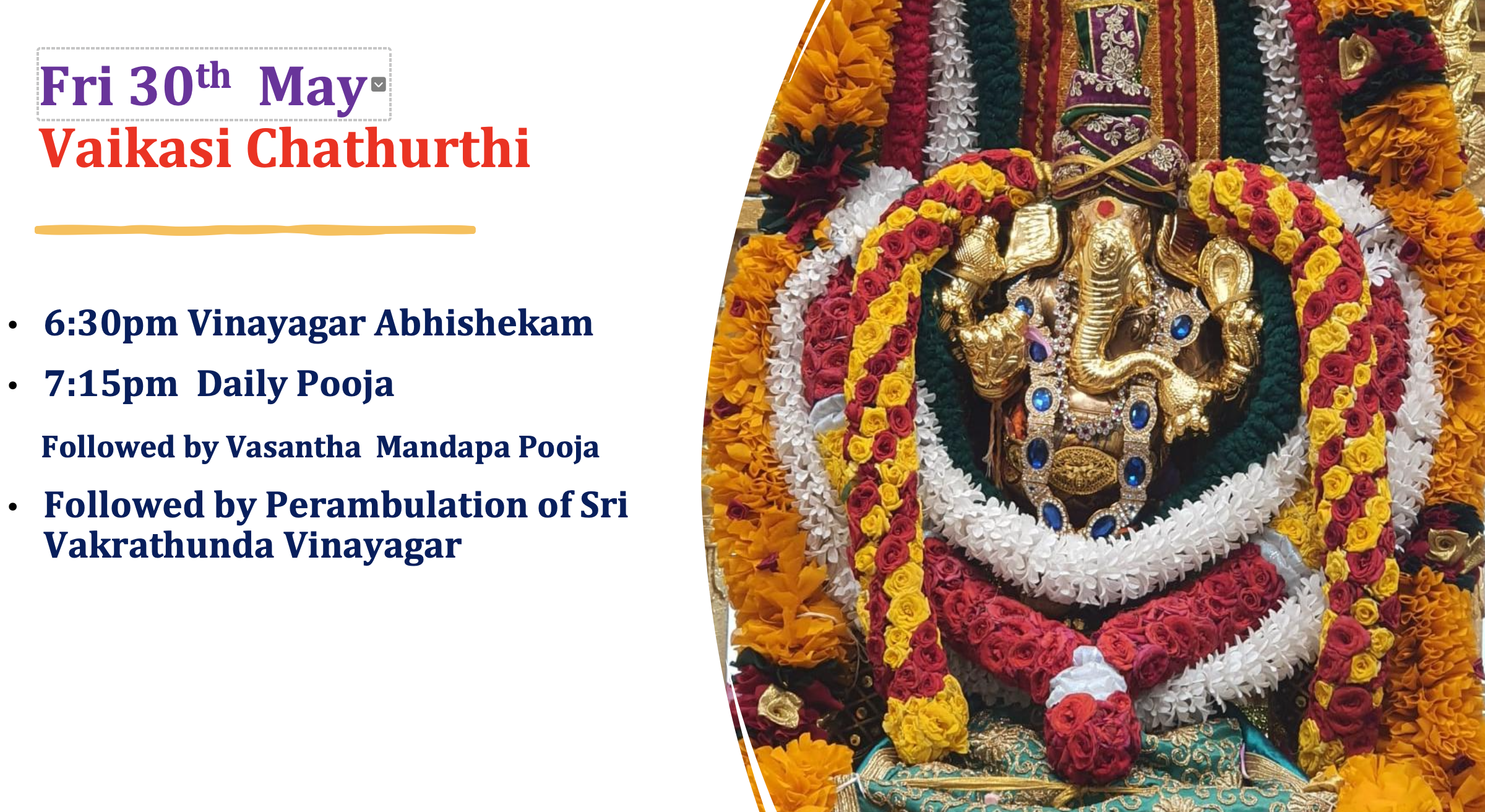 Fri 30th May – Vaikasi Chathurthi